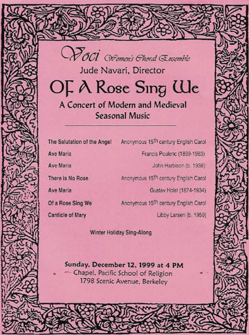 Poster for Of A Rose Sing We, December 1999